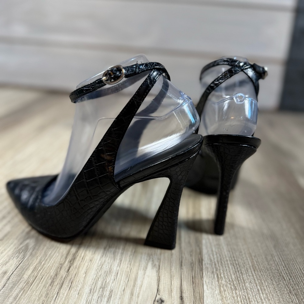 Nine West Black Croc-Pattern Heels - Picture 8 of 16